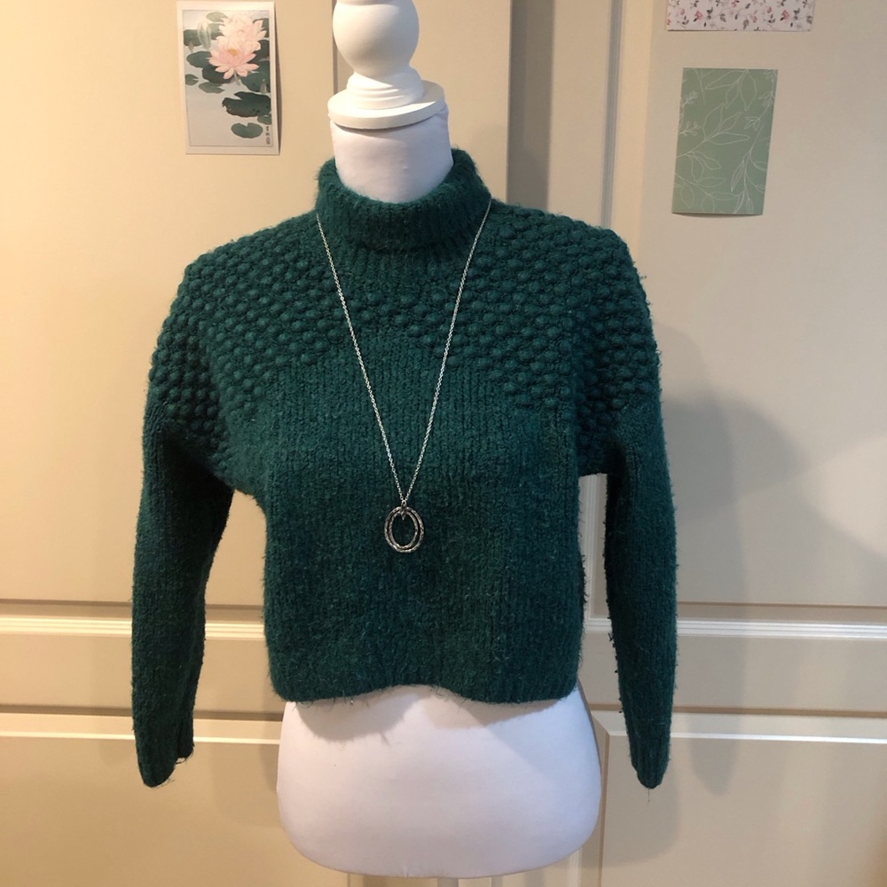 Free People Deep Green Cowl Sweater